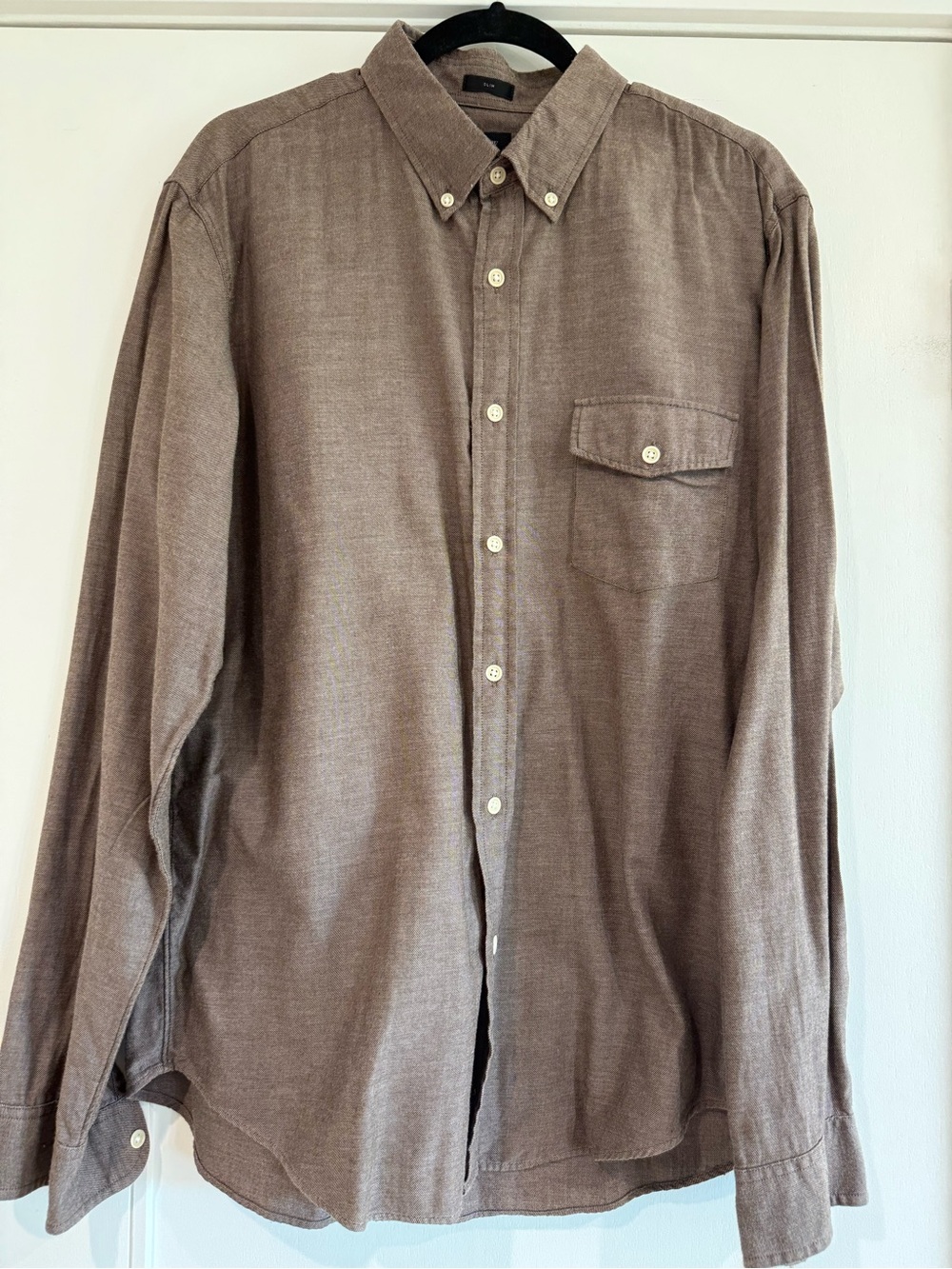 J. Crew Men's Long-Sleeve Brown Button-Down Shirt
